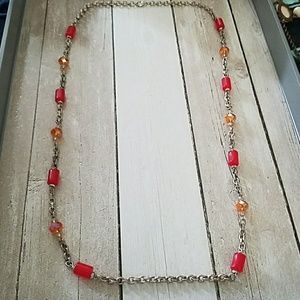 Red and orange long necklace